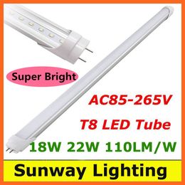 T8 tube 4ft 18W 22W 1200mm LED tube Lights High Bright LED lighting tube lamps 110lm/w 3years warranty AC 85-265V free shipping