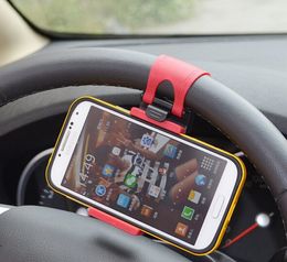Free DHL Universal Car Steering Wheel Cradle Cellphone Holder Clip Car Bike Mount Stand Flexible Phone Holder extend to 86mm for iphon6 plus