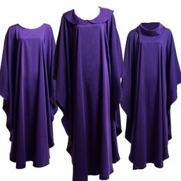 Clergy Costume Clothes Priest Holy Religion Costumes for Catholic ChurchPurple Solid Chasuble Vestments Clegy Minister Apparel New