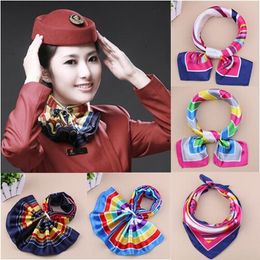 HOT Printing Silk scarves 64 colors squares scarf Color butyl Satin for flight attendant women professional dress Gift