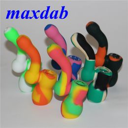 Smoking Oil Tobacco Hand Pipe Smoking Pipes Unbreakable Silicone Pipe Dry Herb Mini Silicon Water Bong With Glass Bowl