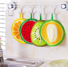 Lovely Fruit Print Hanging Kitchen Hand Towel Microfiber Towels Quick-Dry Cleaning Rag Dish Cloth Wiping Napkin wen4722