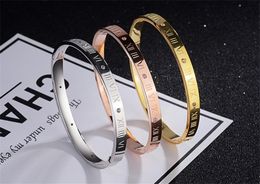 Vecalon Fashion Rome figures Lovers Anniversary Bangle crystal Cz Titanium Steel Party wedding Bracelet For women men Jewellery