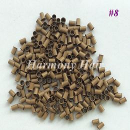 Flared Copper tubes for Stick I-tip Hair Euro Locks Micro Links Micro Rings (1000pcs/bottle) 4.0*3.6*6.0mm Dark blonde Color