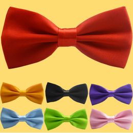 Korean Silk Bow Ties Solid Colour Adjust the buckle Men's bowknot 17 Colours Neck Tie Occupational tie for Father's Day tie Christmas Gift