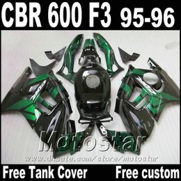 7Gifts+Free Tank for HONDA CBR600 F3 95 96 black green fairing kit CBR 600 1995 1996 body fairings parts ZB28