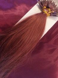DHL Free shipping 100% Indian human queen hair products 5A 14"- 24" 1g/s 100s/set stick tip nano ring hair extensions 33#dark auburn