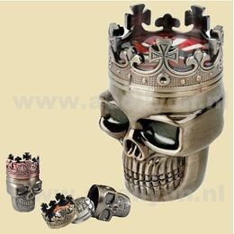 Grinder Metal King Skull Plastic Tobacco Herb Grinders Smoking Accessories 3-Part Spice Crusher Hand Muller Magnetic with Sifter for Vaporizer