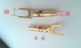 20pcs copper Speaker Banana Spade Plug Screw Type Gold Plated connector