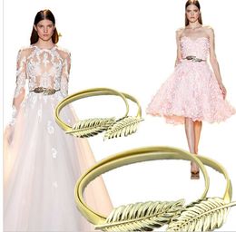 Cheap High Quality In Stock Adjustable Zuhair Murad Matching Gold/Silver leaves Belts For Wedding dresses Belt Bridal Sashes Free Shiping