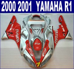 High quality fairing kit for YAMAHA 2000 2001 YZF R1 YZF1000 00 01 red silver Fortuna ABS fairings set RQ7 + 7 gifts