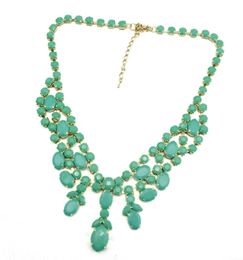 New Fashion Gold Metal Resin Gem Stone Charming Choker Bib Necklace 8colors women Jewellery