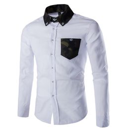 Wholesale-2016 New Arrive Fashion Solid Men Dress Shirts Hot Sale Full Sleeve Formal Black White Men Shirt 13CS18