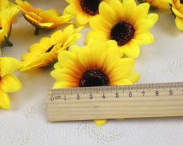 1000pcs/lot 2.8'' Artificial Flowers Silk sunflower heads Flower Simulation flowers Decorative for Party wedding Home Wholesale