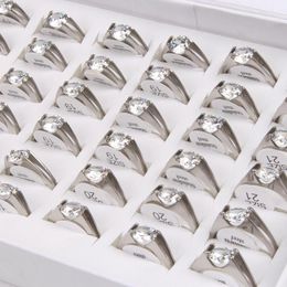 Wholesale 36Pcs mix lot Size Unisex Plated Stainless Steel ring fashion Jewellery Band rings Set auger Rings weding ring Gift Free Shipping