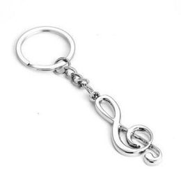 200pcs/lot Hot sale New key chain key ring silver plated musical note keychain for car metal music symbol key chains