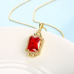 2.0ct Princess Cut Womens Pendant Necklace Chain Ruby Square Accessories Solid Jewerly For Every Ocassion
