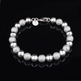 Free Shipping with tracking number Top Sale 925 Silver Bracelet Sand between flash light bead Bracelet Silver Jewellery 20Pcs/lot cheap 1585
