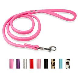 Wholesale-(7 Colors) 1.0* 120cm Pu Leather Dogs Rope Traction Puppy Dog Pet Leash Walking Lead For Small Medium Breeds