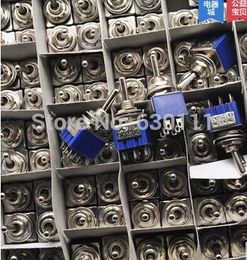 100PCS Blue Toggle Switch DPDT Double Pole Double Throw 3 Positions ON-OFF-ON 250V 3A 125V 6A MTS-203