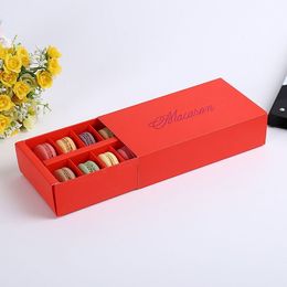 12 Cups Paper Macaron Box Packaging Drawer Type Biscuit Pastry Chocolate Cake Boxes For Wedding Party Gift wen4727