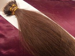 DHL Free shipping 100% Indian human queen products 5A 14"- 24" 1g/s 100s/set stick tip nano ring hair extensions 8# light brown