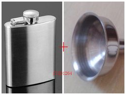 Free Shipping Factory Price! 250pcs 6oz ALCOHOL stainless steel hip flask +250pcs funnel ,Total 500pcs/lot