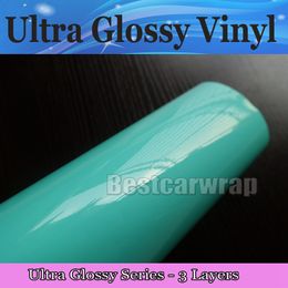 Tiffany Blue Ultra Shiny Glossy Vinyl wrap 3 Layers High Gloss Mint Car Wrap Film with air Free Size:1.52*20M/Roll