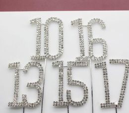 cake topper numbers wholesale Australia - Silver Diamante Rhinestone Cake Topper Birthdays Wedding Numbers Crystal Stick Cake Accessories Party Decor