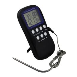 digital grill thermometers UK - Digital LCD Food Probe Oven Thermometer Kitchen Timer Cooking Clock Meat BBQ Household Meat Grill