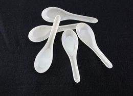 Asian Soup Spoons Saimin Ramen White Plastic Spoon Outdoor Disposable Spoons Dining Food Sale Fast Free Shipping