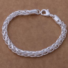 Free Shipping with tracking number Top Sale 925 Silver Bracelet Braided faucet Bracelet Silver Jewellery 10Pcs/lot cheap 1574