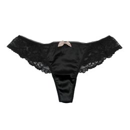 93% Silk 7% Spandex Women's Sexy Lace Thong Panties Size US S M L XL