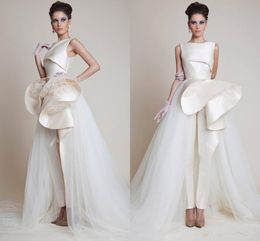 Elegant Zuhair Murad Evening Dresses Bateau Neck Peplum Ruffles Formal Prom Gowns Jumpsuits Party Dress Custom Made