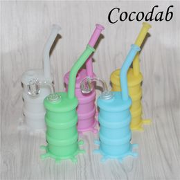 Wholesale silicone oil rig silicone water pipe bong with 4mm 14mm male joint large size quartz nail and down stem