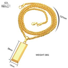 Hiphop Gold Cube Bar Necklace&Pendant Hip Hop Jewelry Dance Charm Franco Men Chain Necklace287s
