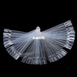 50 PCS False Nail Art Board Tip Stick Sticker Polish Foldable Display Beauty Practise Fan Clear White