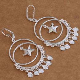Fashion (Jewelry Manufacturer) 20 pcs a lot circle hanging heart earrings 925 sterling silver Jewellery factory price Fashion Shine Earrings