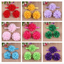 Chundie Children CHIFFON FLOWER Hair band Barefoot sandals three piece suit Headband Foot flowers 10 Colour