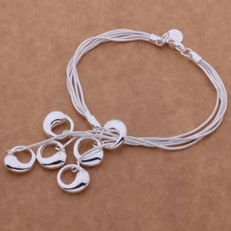 Free Shipping with tracking number Top Sale 925 Silver Bracelet Hang 5 Tai Chi bracelet Silver Jewellery 10Pcs/lot 1543
