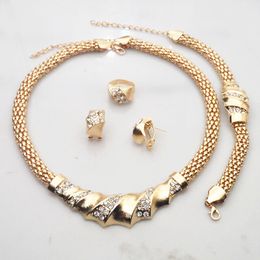 Sets Good Quality!!Clear Austria Crystal Rhinestone Fashion 24K Gold Filled Jewelry Set 102
