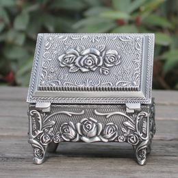 Zinc alloy jewelry box pewter plated rose design trinket box filming props hot-sellig gift box