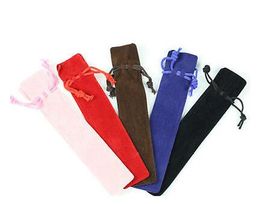 wholesale 1000pcs cheap Velvet Pen Pouch Holder Single Pencil Bag Pen Case Rope Locking Gift Bag