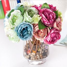 27cm Artificial peony flower silk handmade flowers indoor ornamental flowers peony flowers festival supplies free shipping SP02