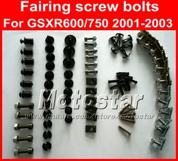 Motorcycle Fairing screw bolts kit for SUZUKI GSXR 600 750 K1 2001 2002 2003 GSXR600 GSXR750 01 02 03,black fairings bolt set