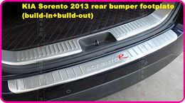 Free ship!High quality stainless steel 2pcs(build-in+Build-out) rear bumper footplate,rear bumper protection bar for Kia sorento 2013-2015