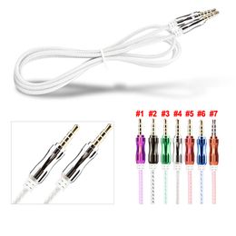 1.5Meter 5ft Aux cord 4poles High quality Stereo Audio cable Calabash Metal port Male to Male transparent Auxiliary line for iphone Samsung