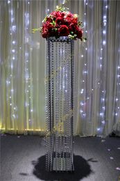 Tall square crystal column wedding ,walkway leading road ,wedding flower Centrepieces 123