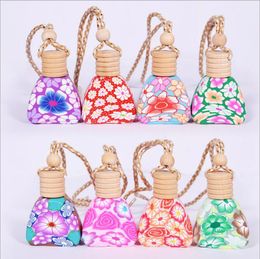 Best Price 15ml Mix Colour Car Hang Decoration Pendant Pottery Essential Oils Perfume Empty Bottle Ceramic Hang Rope Bottle By DHL Free