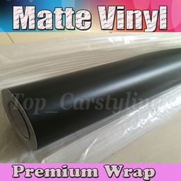 Matte Black Satin Vinyl Car Wrap Film With Air release Matt Black Vinyl For Vehicle Wrapping Covering like 3M 1.52x30m Roll (5ftx98ft)